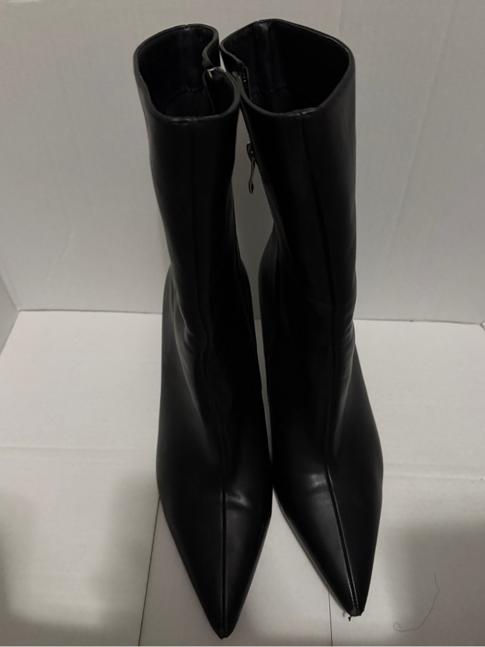 Reitoye Women's Black Pointed Toe Mid-Calf Boots